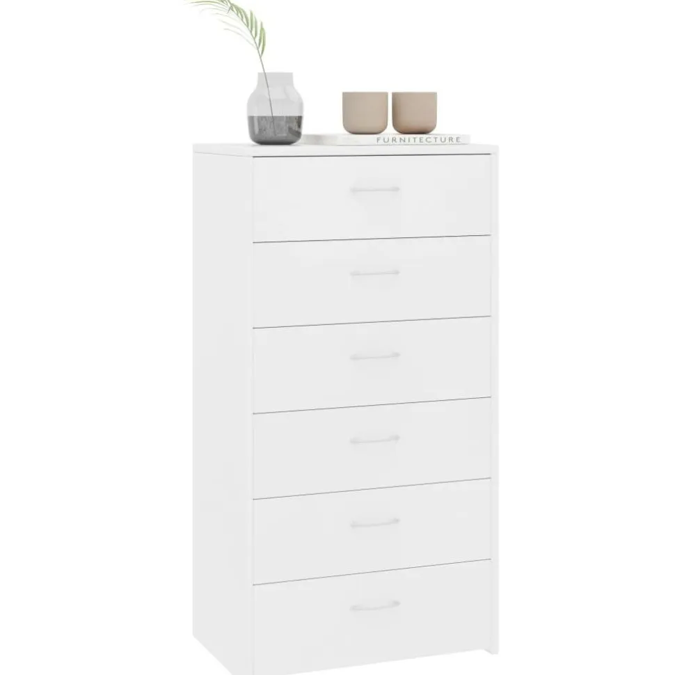 Lipasto 6 vetolaatikolla valkoinen 50x34x96 cm lastulevy