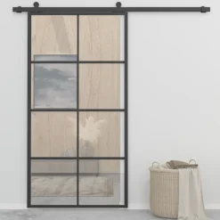Liukuovi alumiini ja ESG-lasi 102.5x205 cm musta