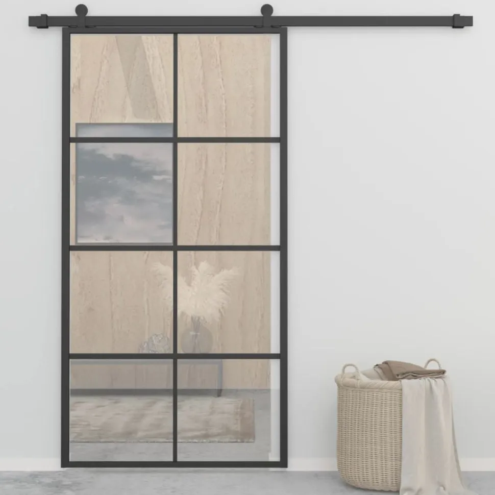 Liukuovi alumiini ja ESG-lasi 102.5x205 cm musta