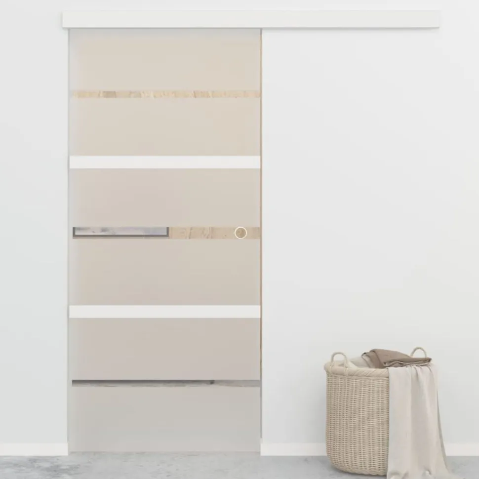 Liukuovi ESG-lasi ja alumiini 90x205 cm hopea, huurrelasi raidoilla