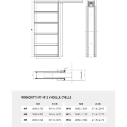 Liukuovi seinän sisään Stella Pocket Door M7 kehäovi 725x2040mm