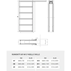 Liukuovi seinän sisään Stella Pocket Door M11 ristikko 1125x2040mm alumiini
