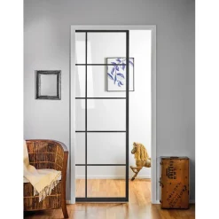 Liukuovi seinän sisään Stella Pocket Door M8 ristikko 825x2040mm musta