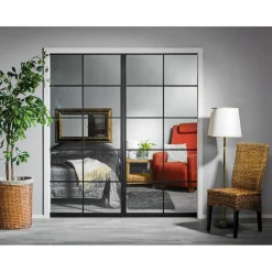 Liukuovi seinän sisään Stella Pocket Door M8 ristikko 825x2040mm musta