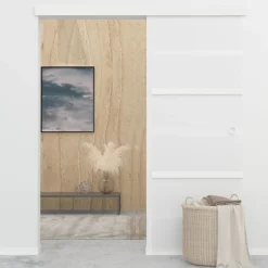 Liukuovi soft-stopeilla ESG-lasi ja alumiini 76x205cm huurrelasi raidoilla