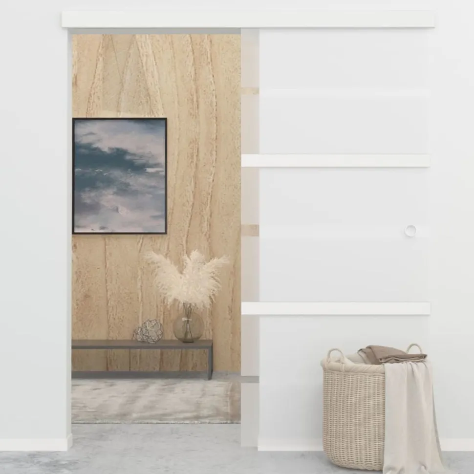 Liukuovi soft-stopeilla ESG-lasi ja alumiini 90x205, 2x lattiaohjain