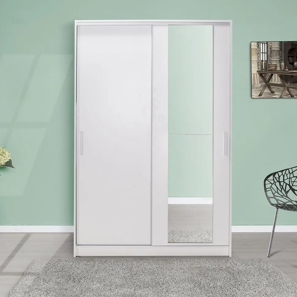 Liukuovivaatekaappi Linento Furniture Swd-512-Bb-2 120cm valkoinen
