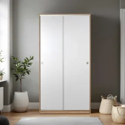 Liukuovivaatekaappi Linento Furniture Swd-431-Sb-2 94cm ruskea/valkoinen
