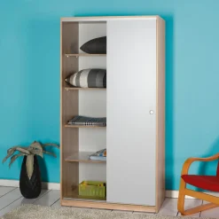 Liukuovivaatekaappi Linento Furniture Swd-431-Sb-2 94cm ruskea/valkoinen