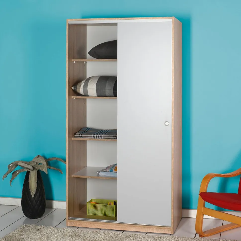 Liukuovivaatekaappi Linento Furniture Swd-431-Sb-2 94cm ruskea/valkoinen