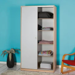 Liukuovivaatekaappi Linento Furniture Swd-431-Sb-2 94cm ruskea/valkoinen