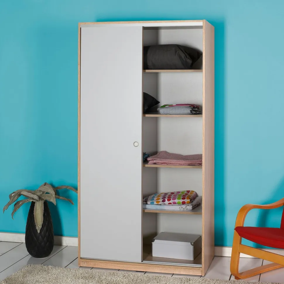 Liukuovivaatekaappi Linento Furniture Swd-431-Sb-2 94cm ruskea/valkoinen