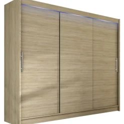 Liukuovivaatekaappi Nomla ASTON / DASTO II, LED-valaistuksella, 250x215cm, musta