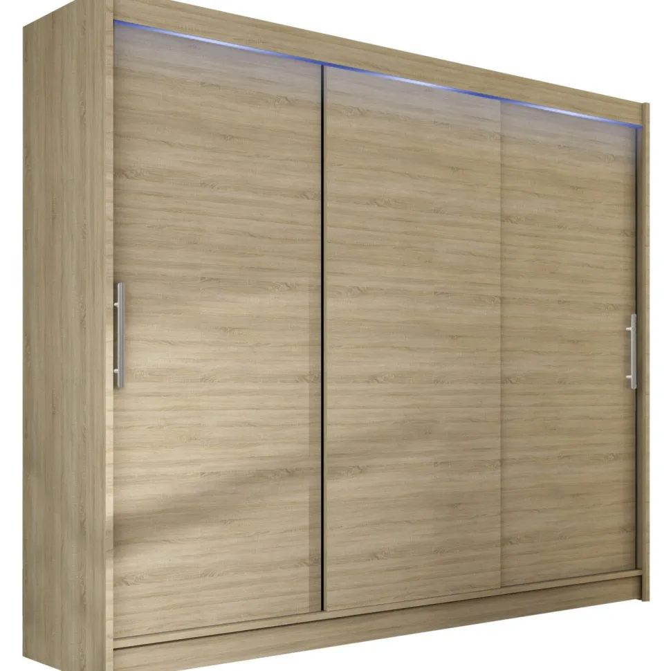 Liukuovivaatekaappi Nomla ASTON / DASTO II, LED-valaistuksella, 250x215cm, musta