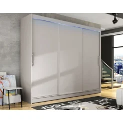 Liukuovivaatekaappi Nomla ASTON / DASTO II, LED-valaistuksella, 250x215cm, musta