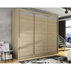 Liukuovivaatekaappi Nomla ASTON / DASTO II, LED-valaistuksella, 250x215cm, musta
