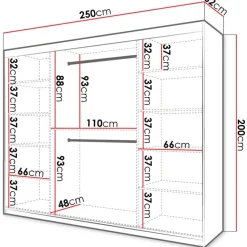 Liukuovivaatekaappi Nomla RIFLO SLIM 2 250, 250x200cm