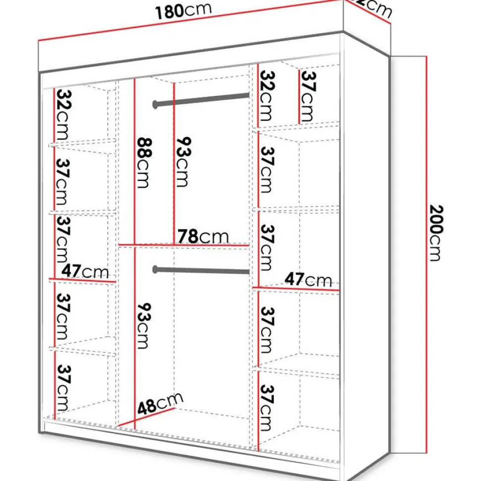 Liukuovivaatekaappi Nomla RIFLO SLIM 1 180, 180x200cm