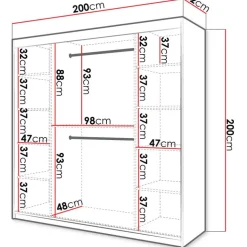 Liukuovivaatekaappi Nomla RIFLO SLIM 1 200, 200x200cm