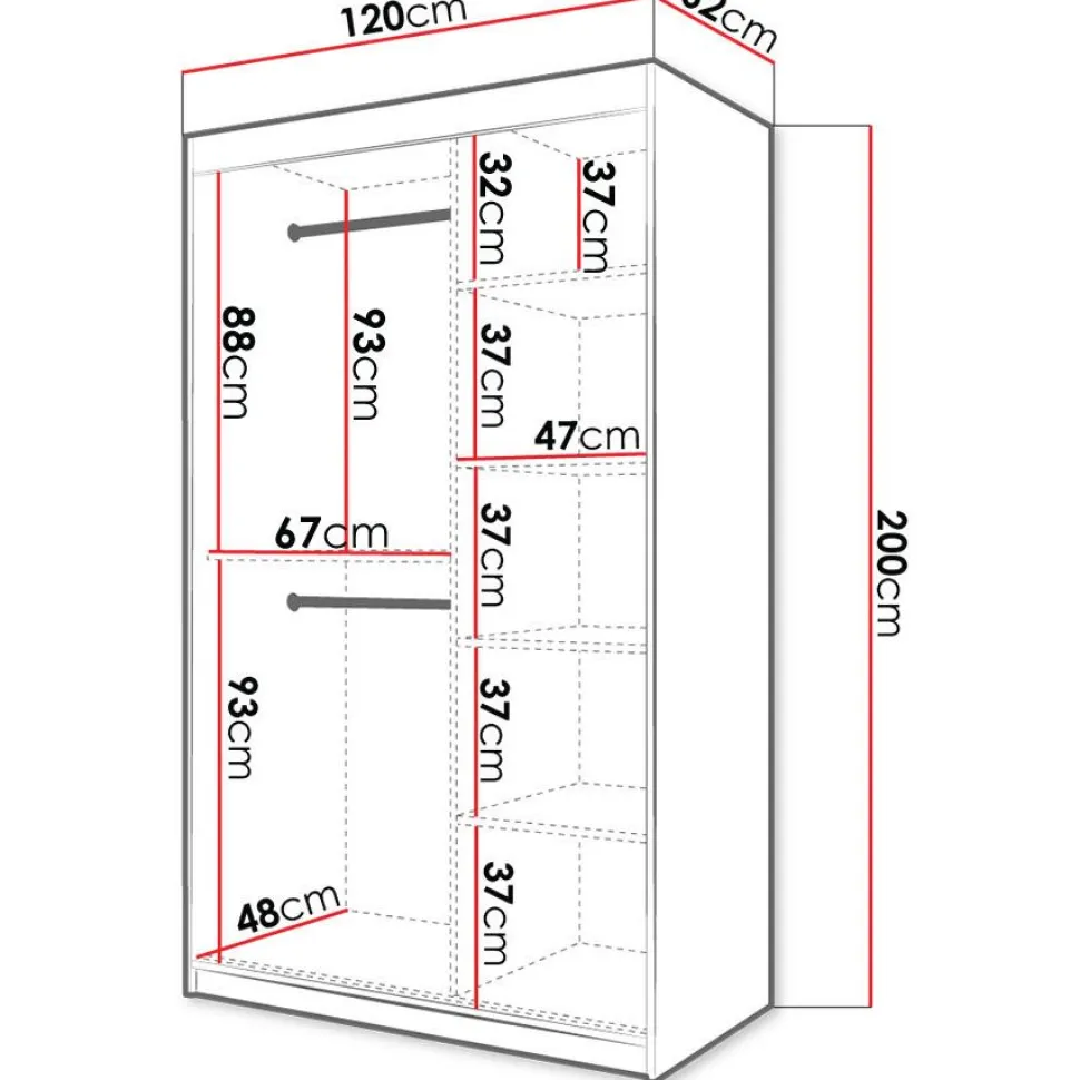 Liukuovivaatekaappi Nomla RIFLO SLIM 2 120, 120x200cm