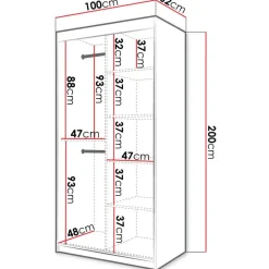 Liukuovivaatekaappi Nomla RIFLO SLIM 1 100, 100x200cm