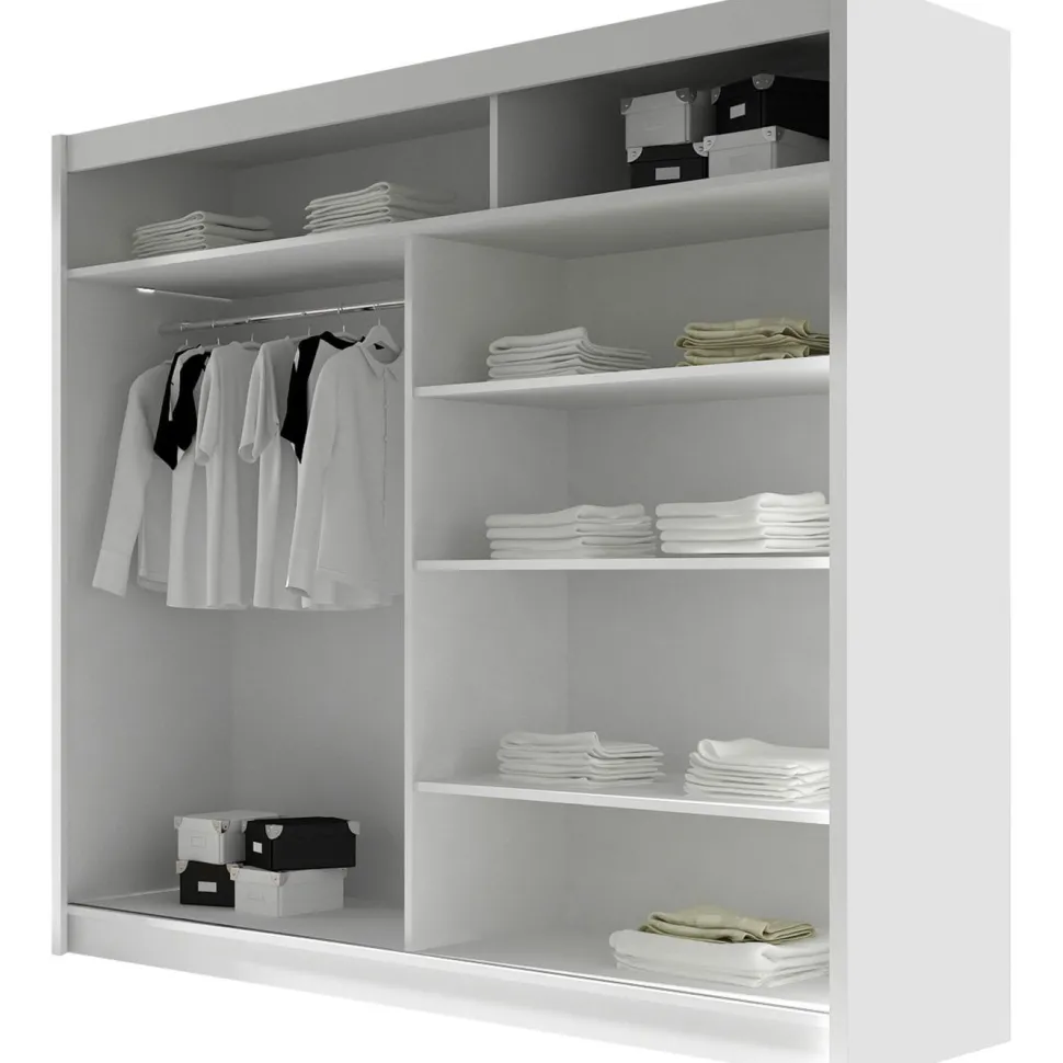 Liukuovivaatekaappi Nomla TALIN I, LED-valaistuksella, peilillä, 180x215cm