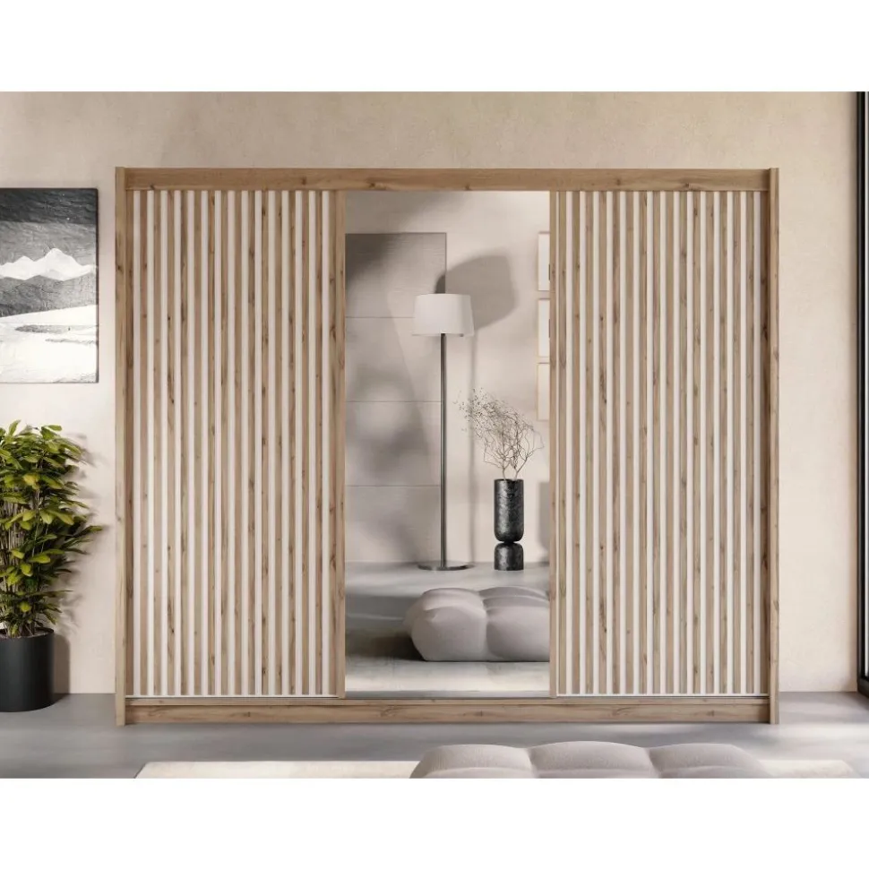 Liukuovivaatekkaappi Nomla LONDON 250 L, 250x215cm, ruskea