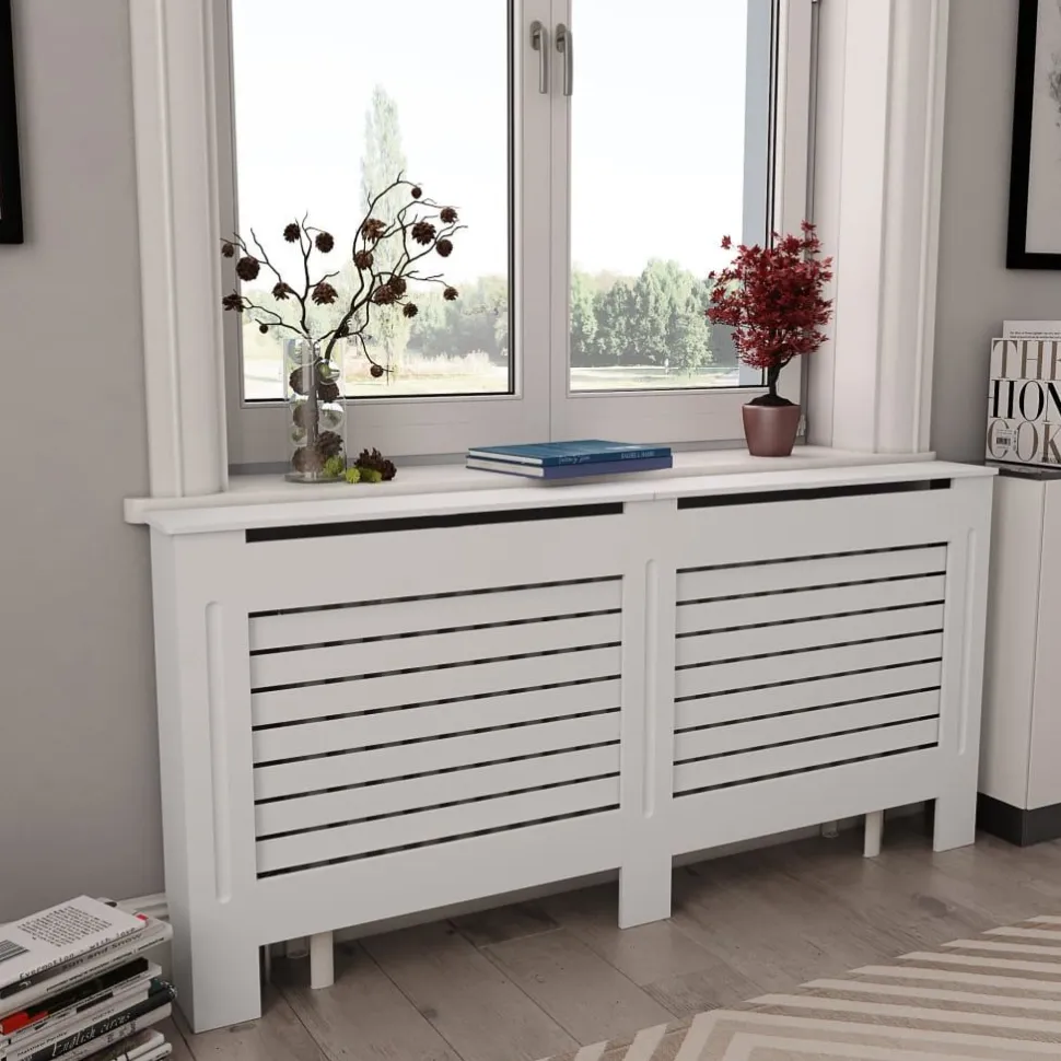 Lämpöpatterin suoja MDF 172x19x81.5 cm valkoinen