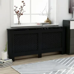 Lämpöpatterin suoja musta 172x19x81 cm mdf