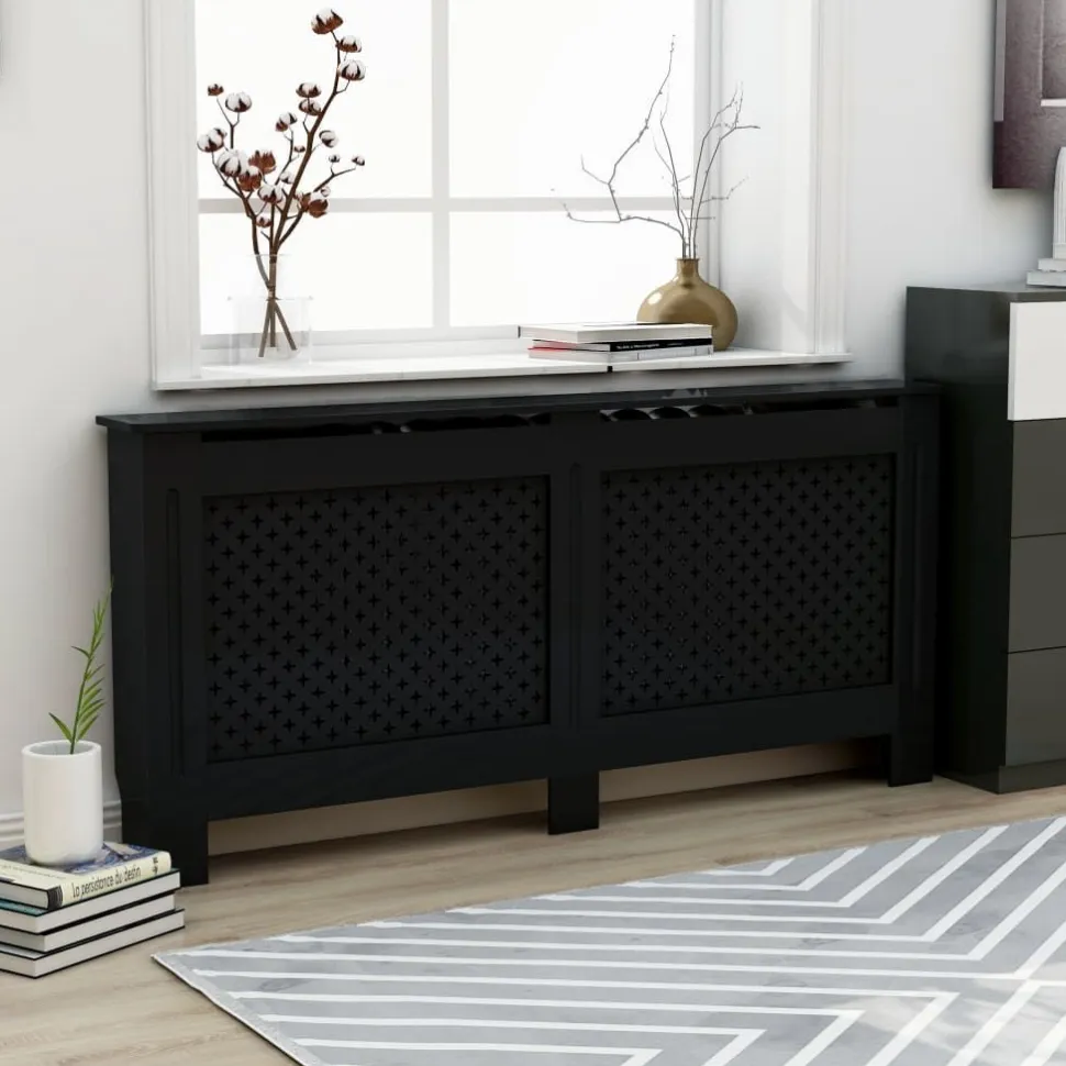 Lämpöpatterin suoja musta 172x19x81 cm mdf