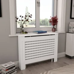 Lämpöpatterin suojat 2 kpl valkoinen 112x19x81,5 cm mdf