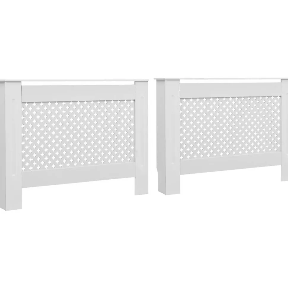 Lämpöpatterin suojat 2 kpl valkoinen 112x19x81,5cm mdf