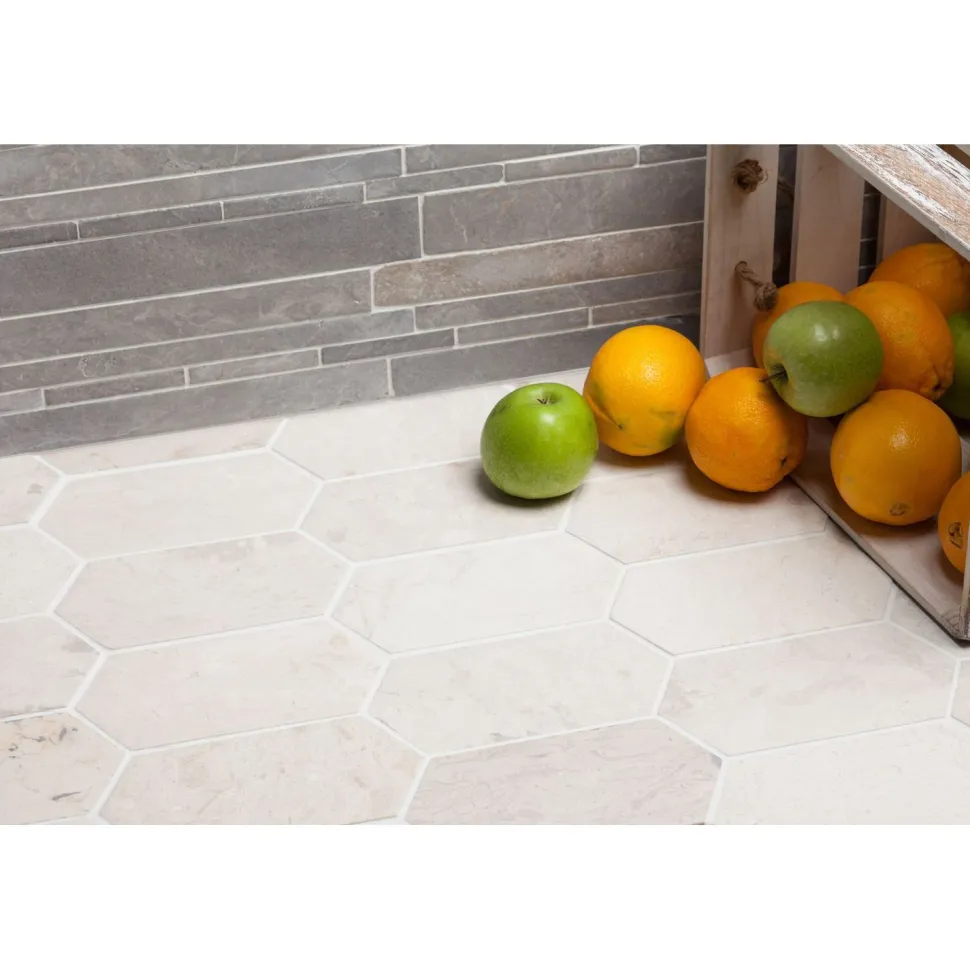 Luonnonkivilaatta Qualitystone Picket White Marble, 100x200mm