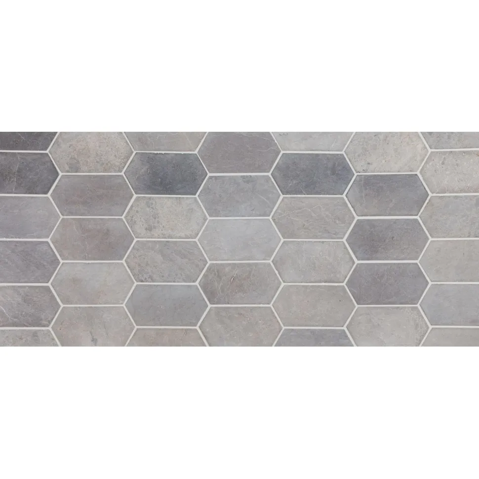 Luonnonkivilaatta Qualitystone Picket Light Grey Marble, 100x200mm