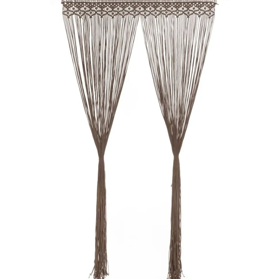 Macrame verho harmaanruskea puuvilla 140x240 cm