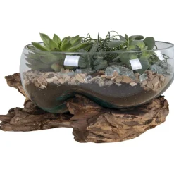 Maljakko puujalustalla House Nordic San Marino Waterdrop, 20cm, tiikki/lasi