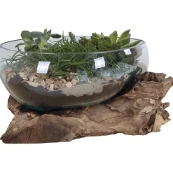 Maljakko puujalustalla House Nordic San Marino Waterdrop, 20cm, tiikki/lasi
