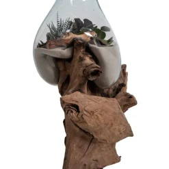 Maljakko puujalustalla House Nordic San Marino Waterdrop, 50cm, tiikki/lasi