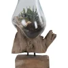 Maljakko puujalustalla House Nordic San Marino Waterdrop, 25cm, tiikki/lasi