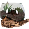Maljakko puujalustalla House Nordic San Marino Waterdrop, 15cm, tiikki/lasi