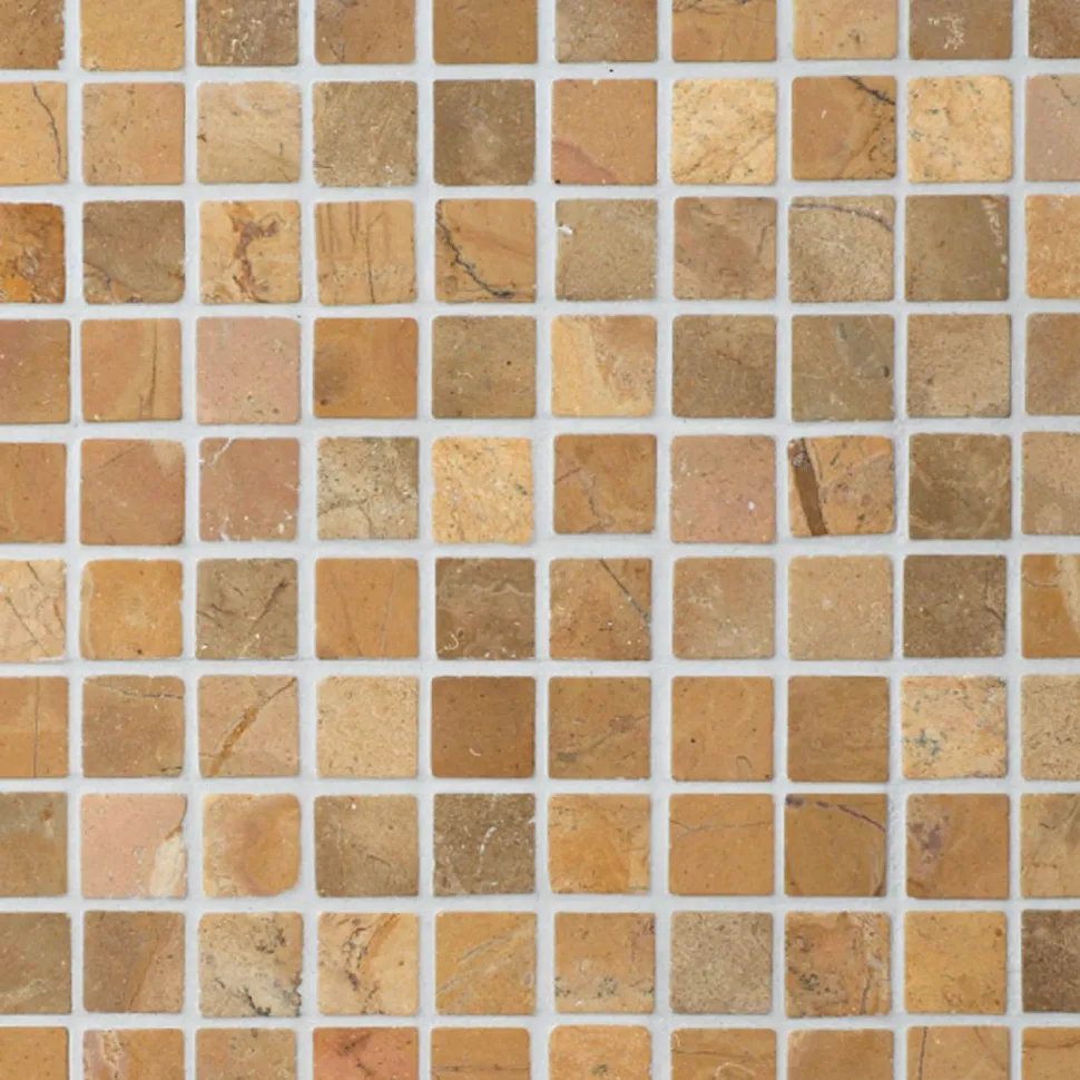 Marmorimosaiikki Qualitystone Square Mustard, verkolla, 30 x 30 mm