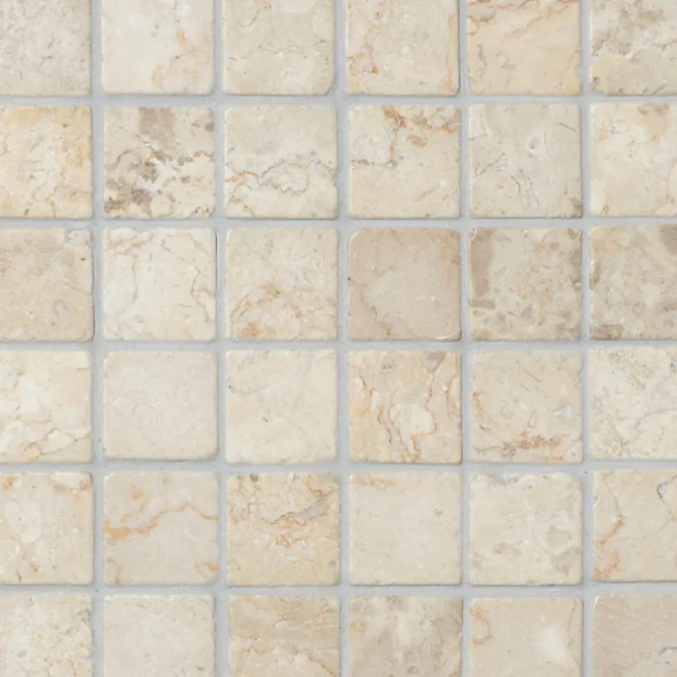 Marmorimosaiikki Qualitystone Square White, verkolla, 50 x 50 mm
