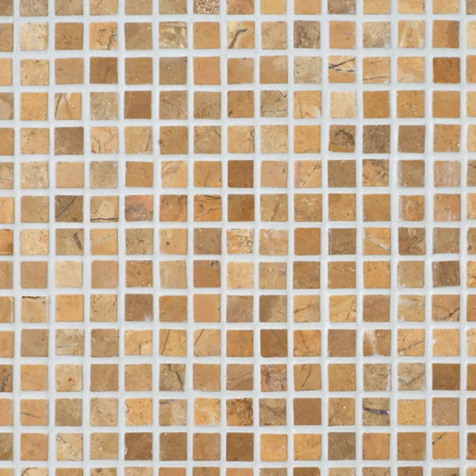 Marmorimosaiikki Qualitystone Square Mustard, verkolla, 20 x 20 mm