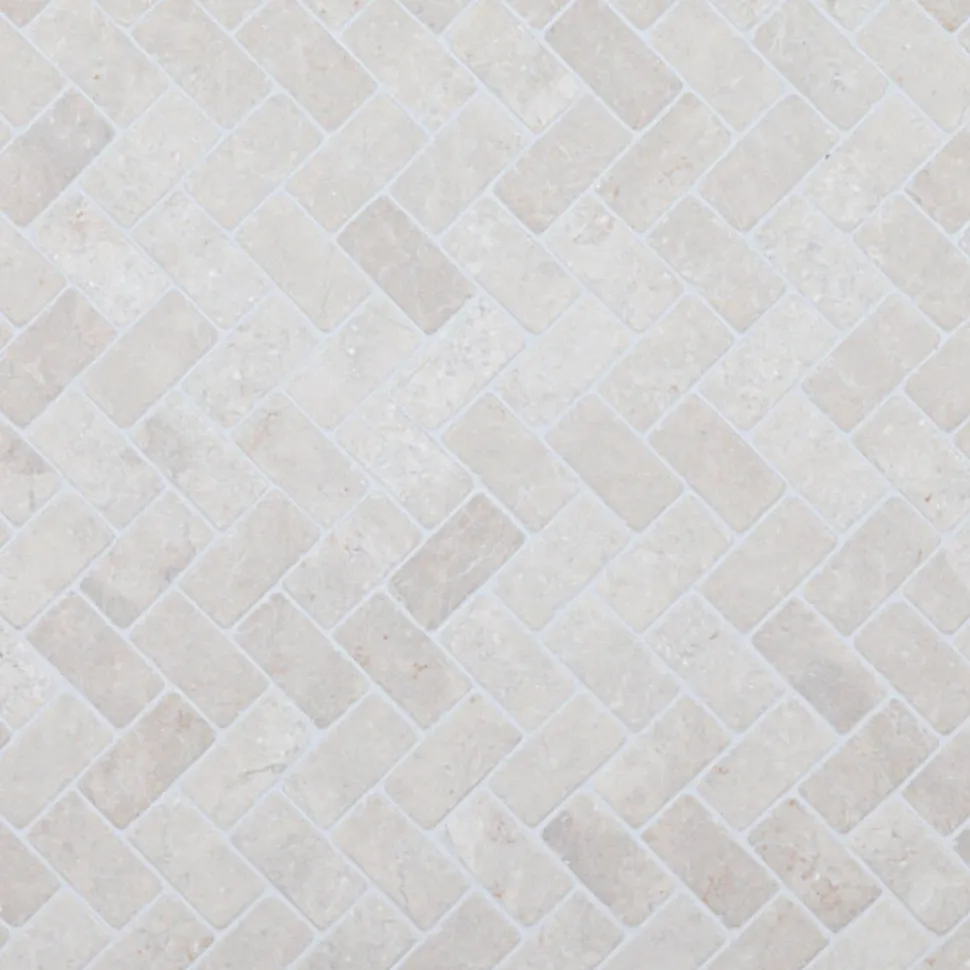 Marmorimosaiikki Qualitystone Herringbone White, 30 x 60 mm