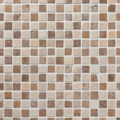 Marmorimosaiikki Qualitystone Square Mustard-White, verkolla, 20 x 20 mm