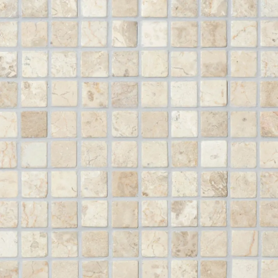 Marmorimosaiikki Qualitystone Square White, verkolla, 30 x 30 mm
