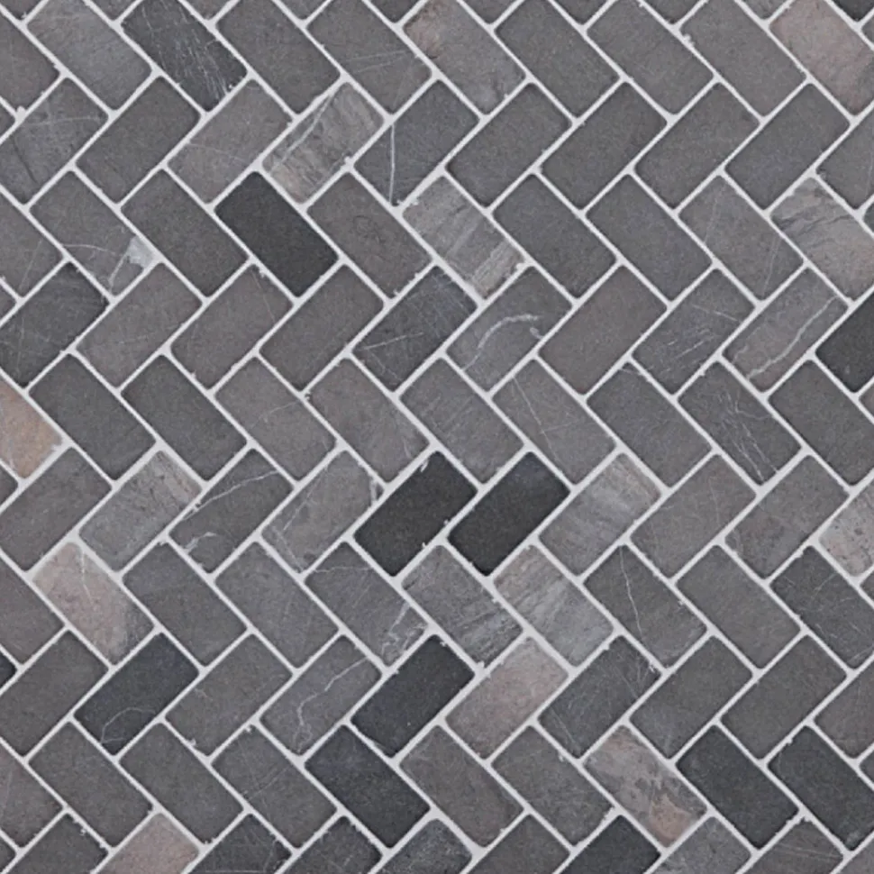 Marmorimosaiikki Qualitystone Herringbone Gray, 30 x 60 mm