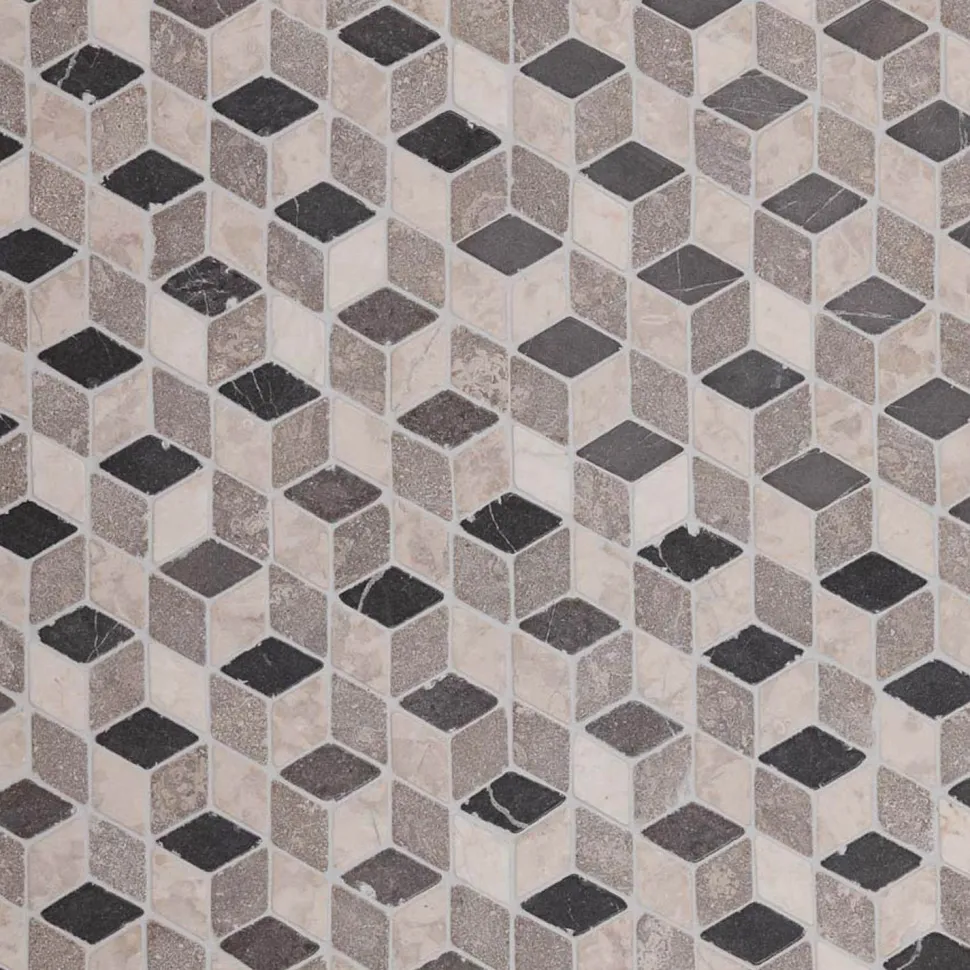 Marmorimosaiikki Qualitystone Dimention Gray-Light Gray-White, verkolla, 300 x 300 mm