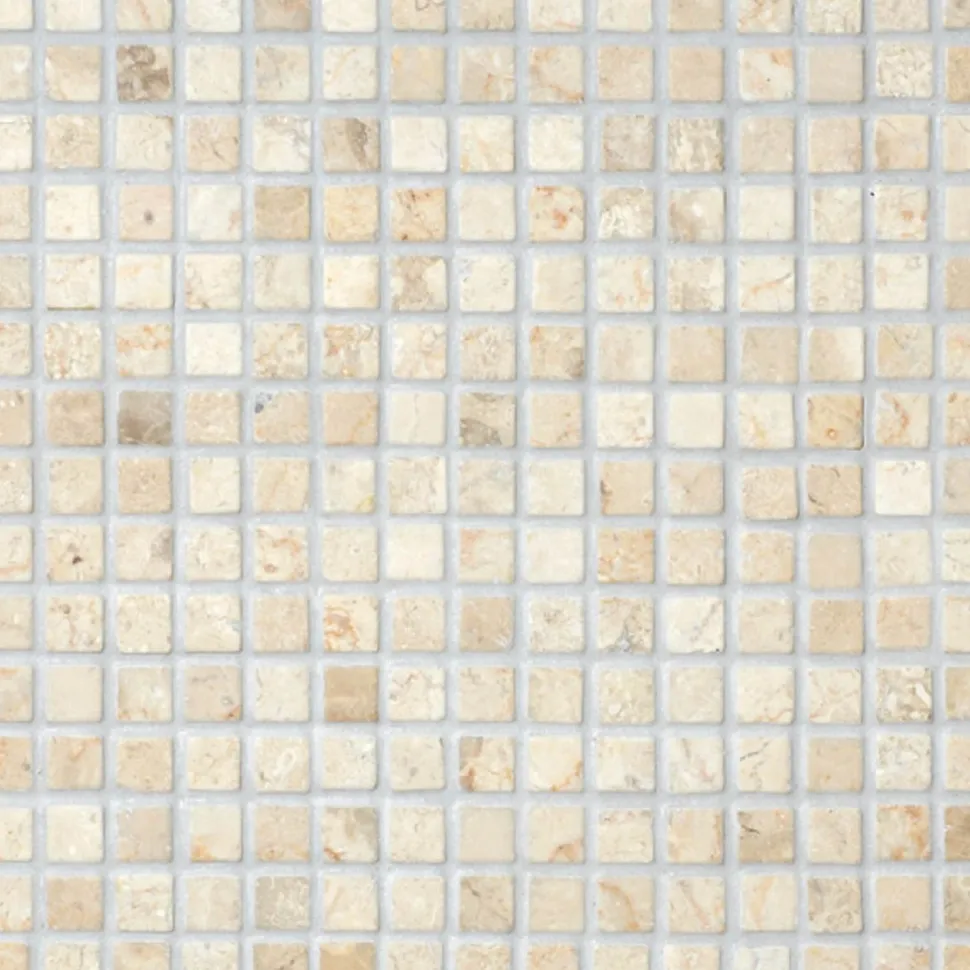 Marmorimosaiikki Qualitystone Square White, verkolla, 20 x 20 mm