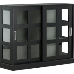 Matala vitriinikaappi liukuovilla Venture Home Lock, 120x40x95cm, musta